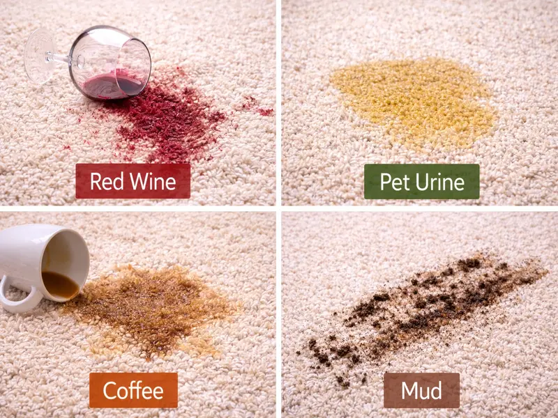 Easy carpet stain removal guide for food, drink, and mud stains