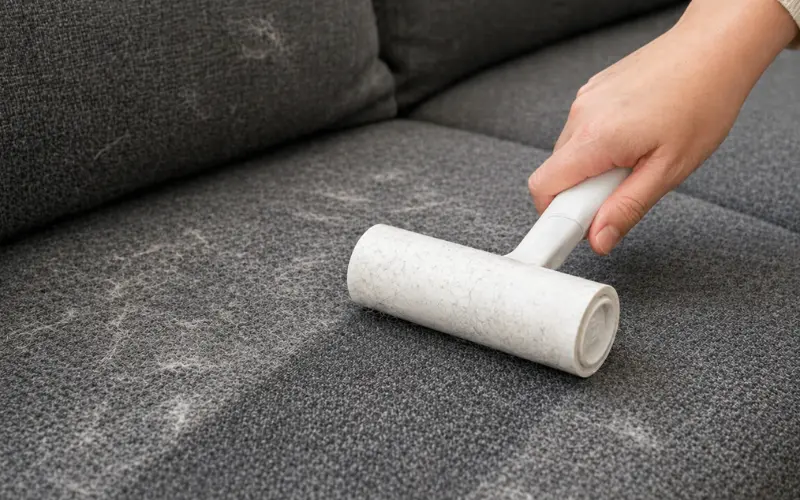 using Lint Rollers and Tape across the upholstery